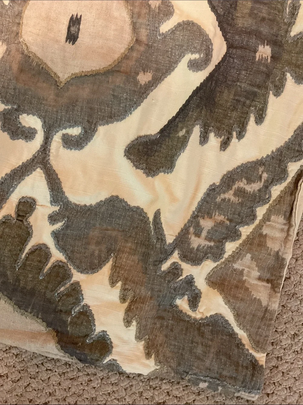 Pottery Barn Hudson Ikat Embroidered Pillow Cover - 24” Neutral